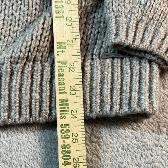 Abercrombie & Fitch Mock Neck Long Sleeve Gray Pullover Knit Sweater XL Ribbed - Picture 5 of 12